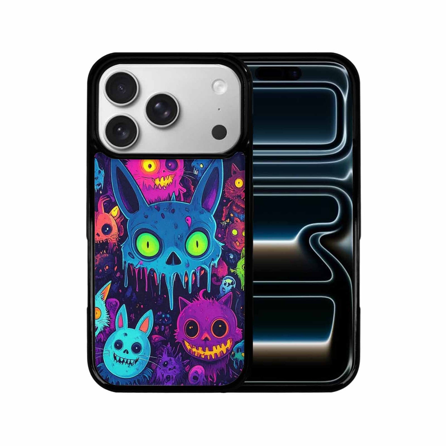 iPhone 17 Pro Case — Mixed Toxic Glow Creature Pattern Cartoon, Custom Art Phone Cover