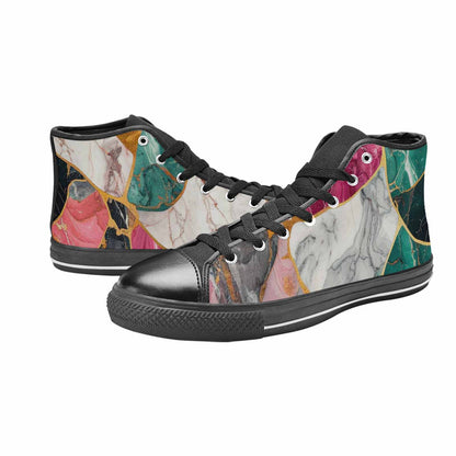 WOMEN'S Marble Stone Texture High Top Canvas Vibrant Chaos Sneakers