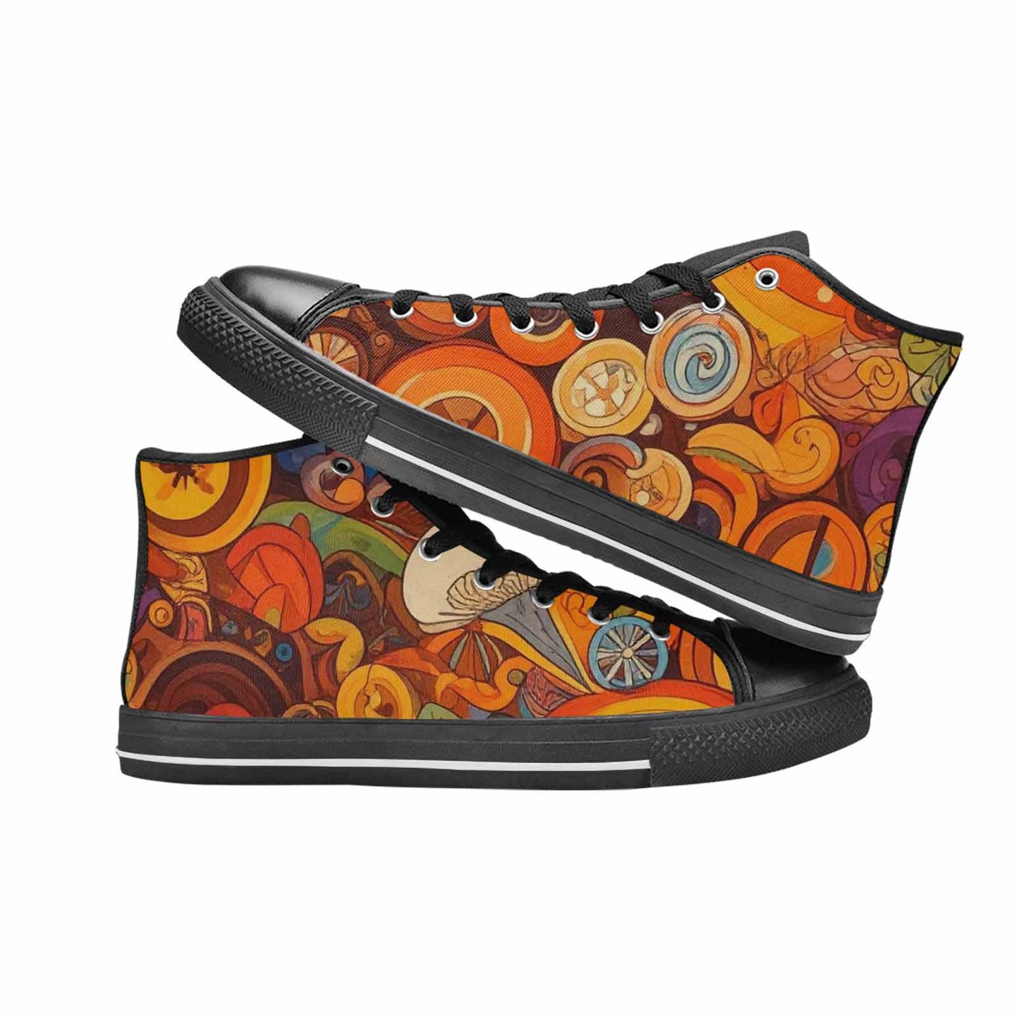 MEN'S Groovy 70S Peace High Top Canvas Vibrant Chaos Shoes