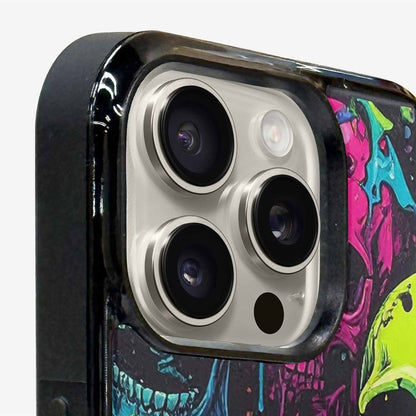 iPhone 15 Pro Max Case — Vibrant Camo 1000\'s Of Skeletons Neon, Original Design Phone Case