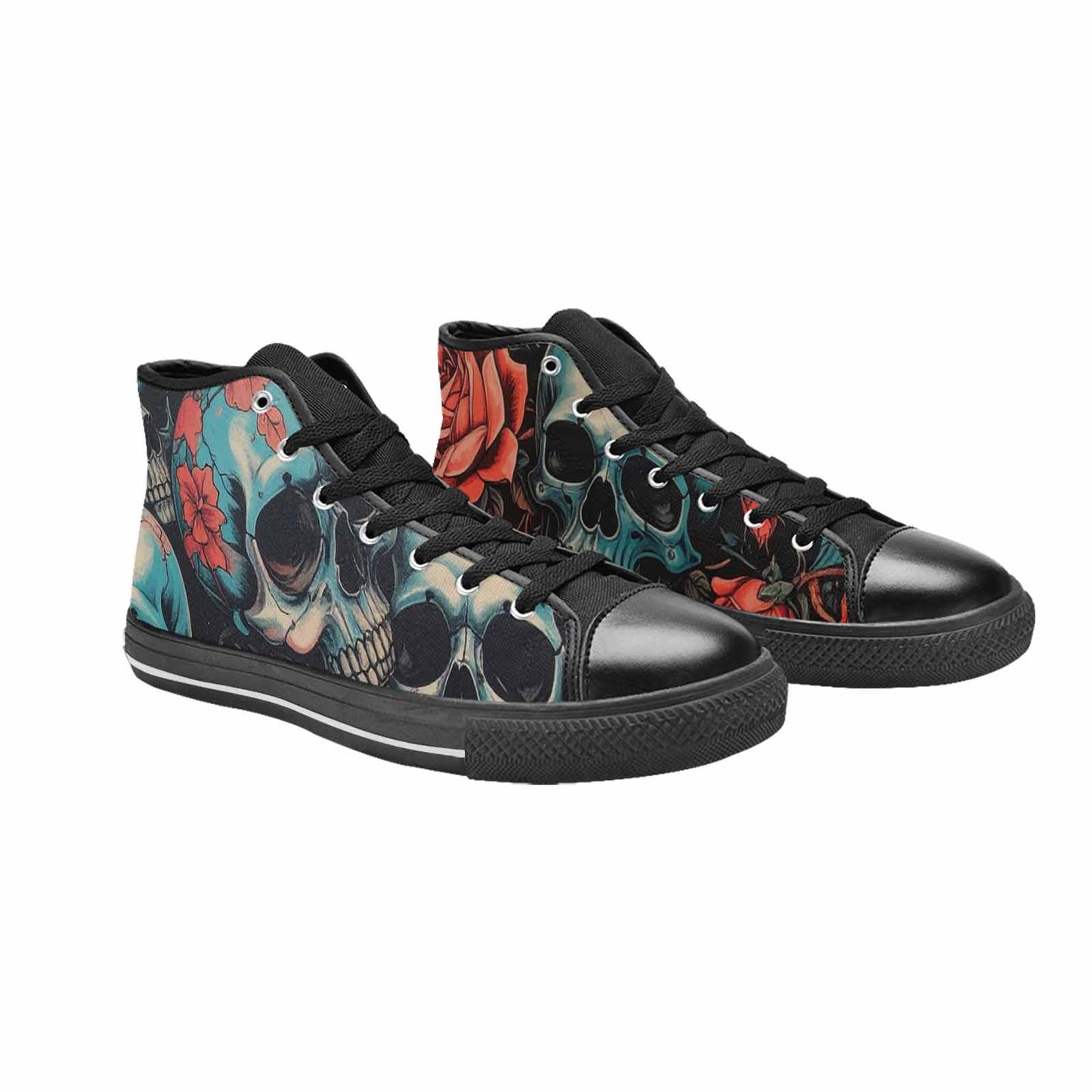 WOMEN'S Skulls Roses Biker Tattoo High Top Canvas Y2K Custom Shoes