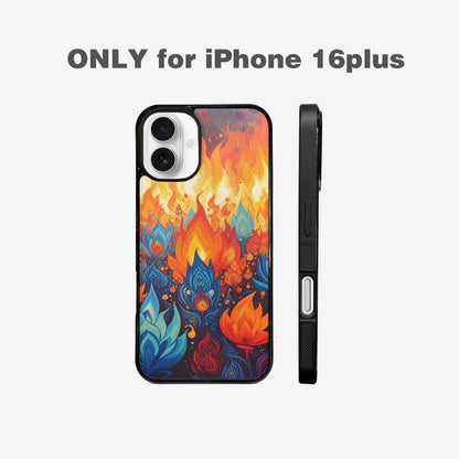 iPhone 16 Plus Case — Flame Burst Full Color Vibrant Flame, Customized Protective Case