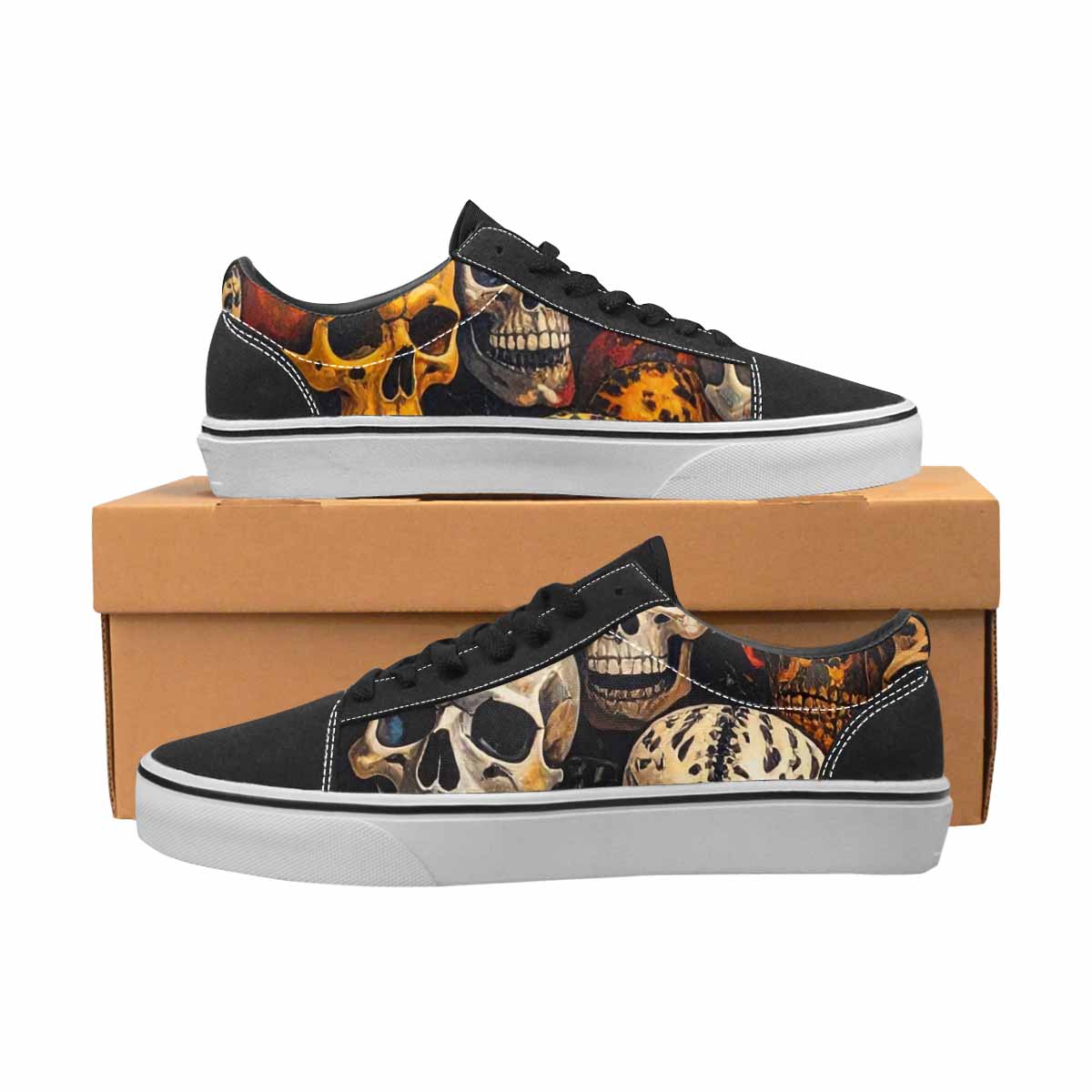 WOMEN'S Skulls Lace-Up Canvas Grunge Custom Shoes