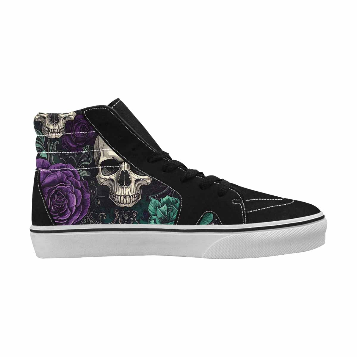 WOMEN'S Skulls Roses Gothic Filigree High Top Canvas Grunge Shoes