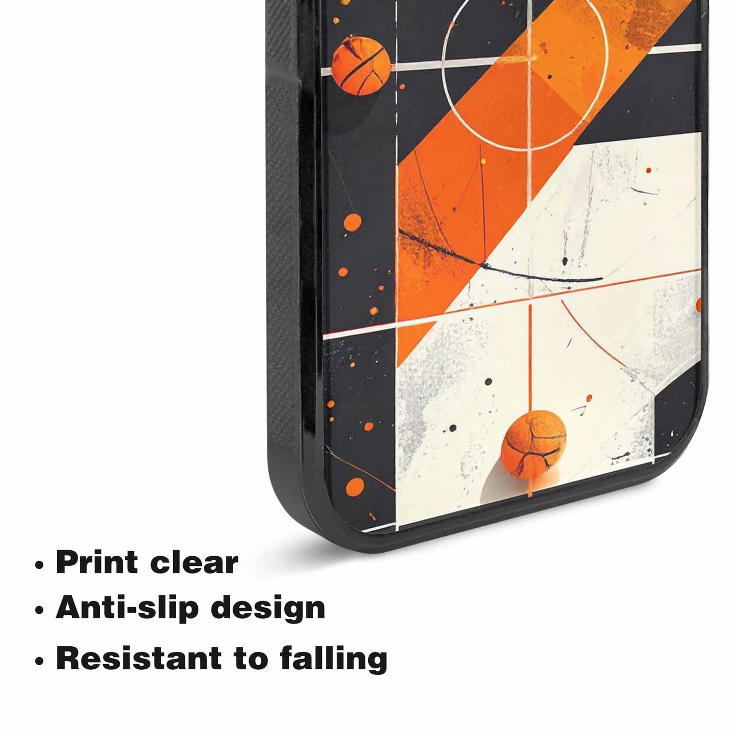 iPhone 15 Case — Basketball Pattern Court Lines And Balls, Unique Phone Case Design