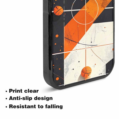 iPhone 15 Case — Basketball Pattern Court Lines And Balls, Unique Phone Case Design