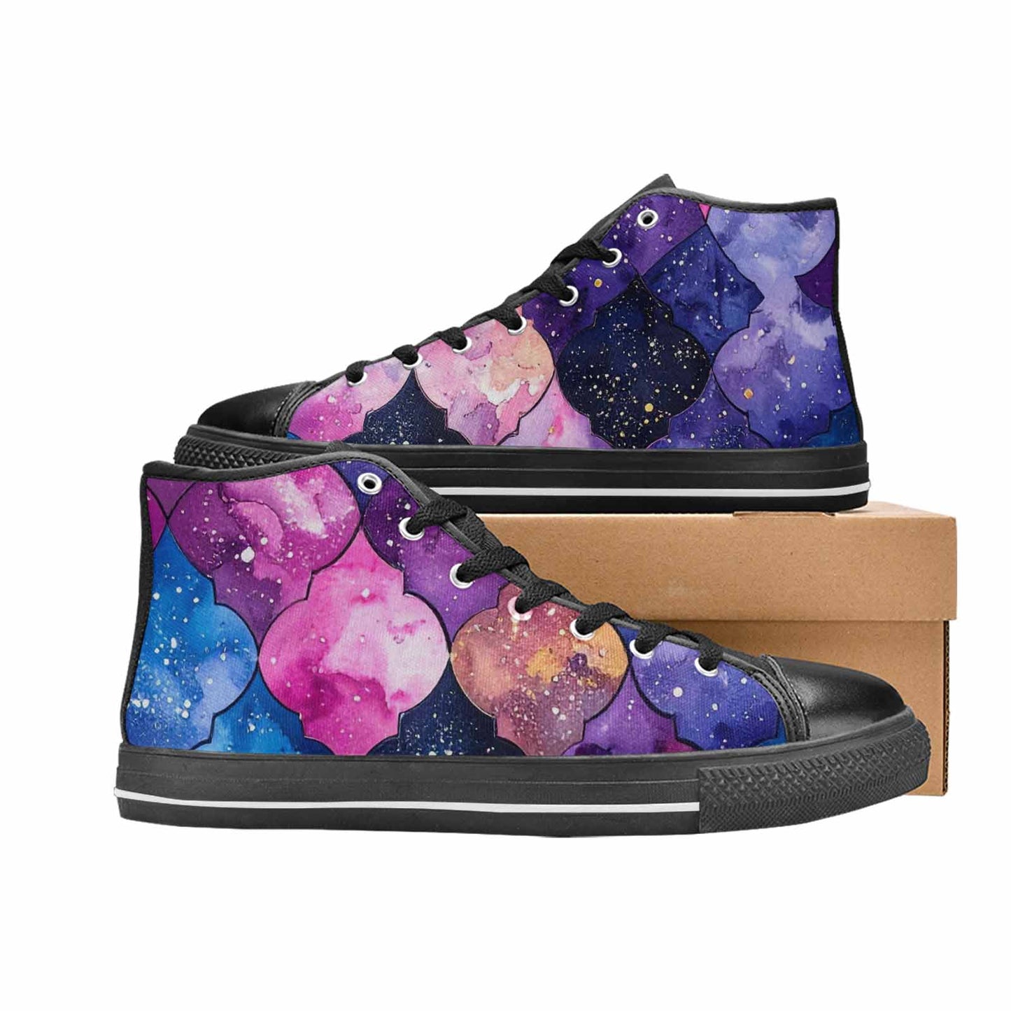 MEN'S Galaxy Stars Nebula High Top Canvas Grunge Custom Sneakers