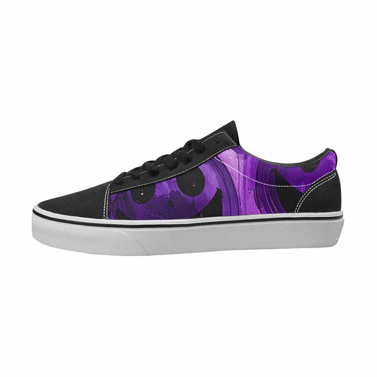 WOMEN'S Smiley Face Black & Purple Ink Canvas Personalized Neon Fantasy Limited Edition Sneakers