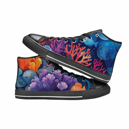 MEN'S Fish Scale Coral High Top Canvas Surreal Custom Sneakers