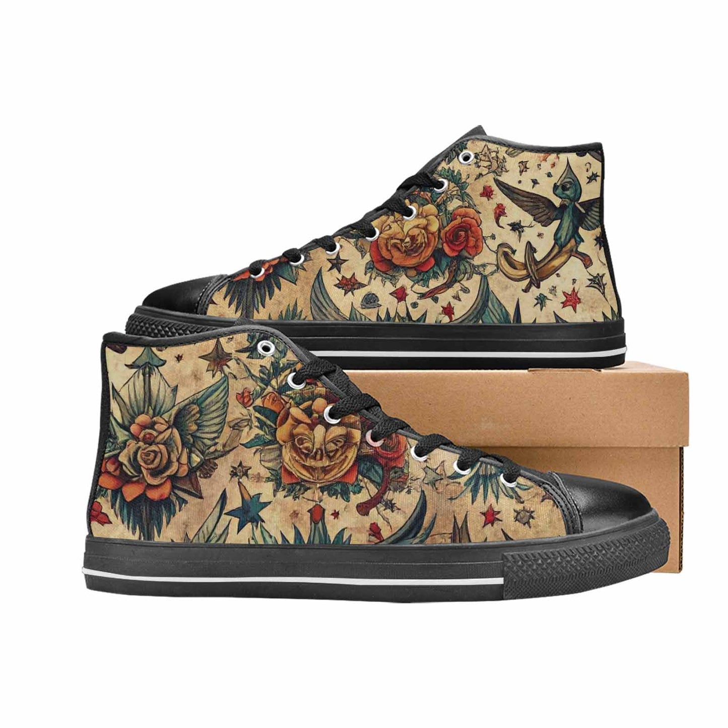 MEN'S Old School Tattoo High Top Canvas Dreamcore Shoes