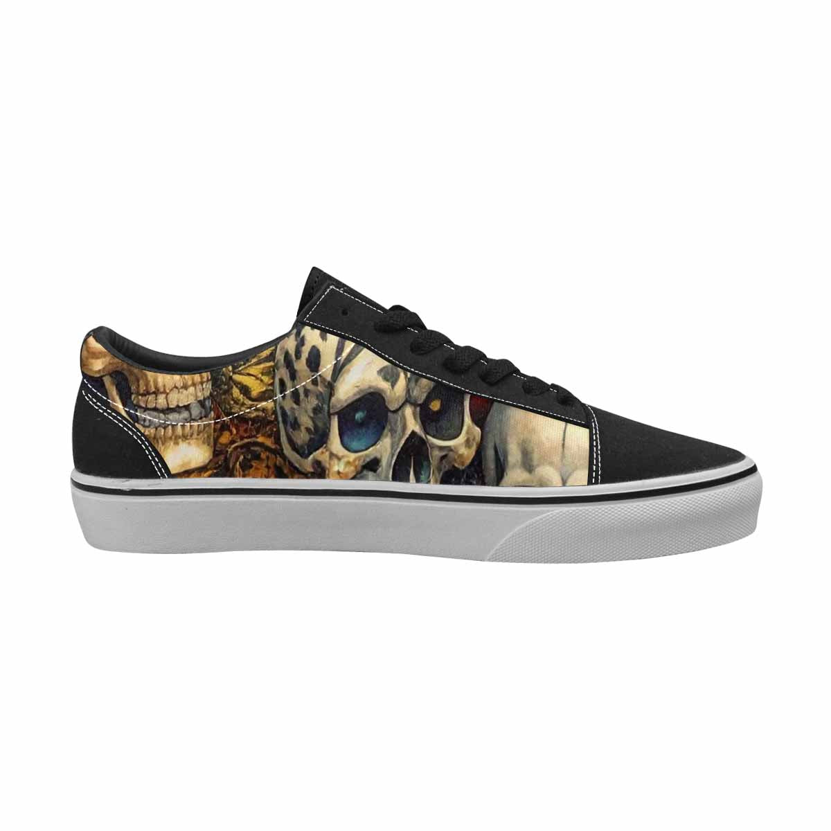 WOMEN'S Skulls Lace-Up Canvas Wallpaper Art Sneakers