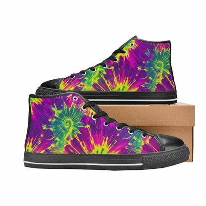 MEN'S Tie Dye - High Top Canvas Wallpaper Art Custom Sneakers