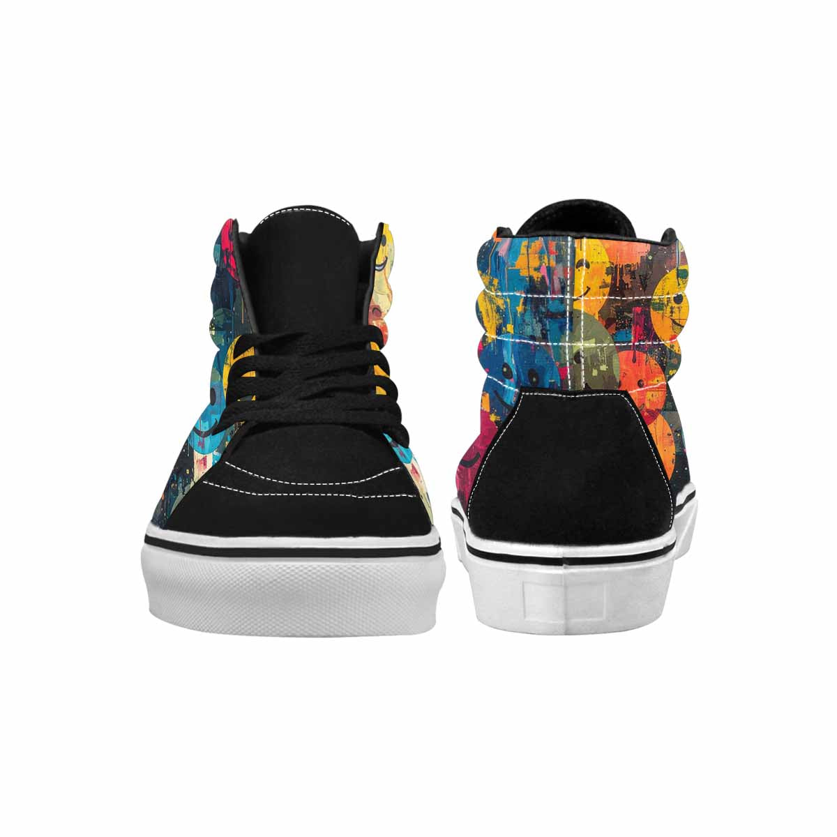 MEN'S Smiley Faces  Camo High Top Canvas Melting Art Sneakers