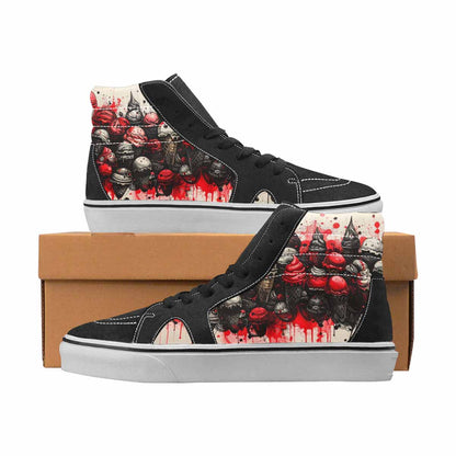 WOMEN'S Ice Cream Black & Red Ink High Top Canvas Wearable Art Grunge Custom Art Shoes