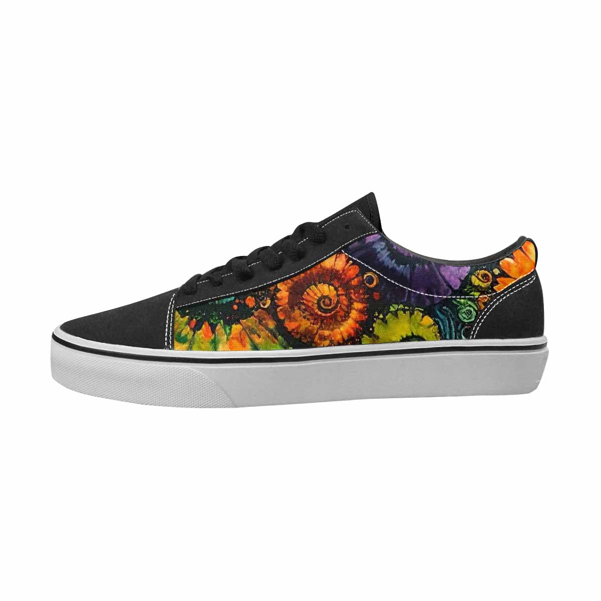 WOMEN'S Tie Dye Black & Green Ink Canvas Statement Vibrant Chaos Custom Shoes