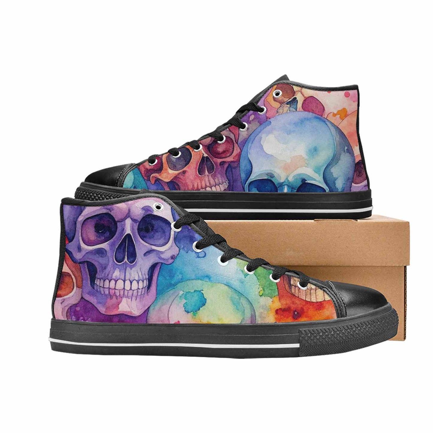 MEN'S Kulls - Watercolor High Top Canvas Y2K Custom Shoes