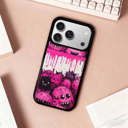 iPhone 17 Pro Case — Black Pink Ink Monsters General Cartoon, Custom Designed Case Cover