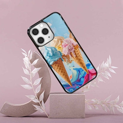 iPhone 15 Pro Max Case — Collage Of Overlapping Waffle Cone Icecream, Original Design Phone Case