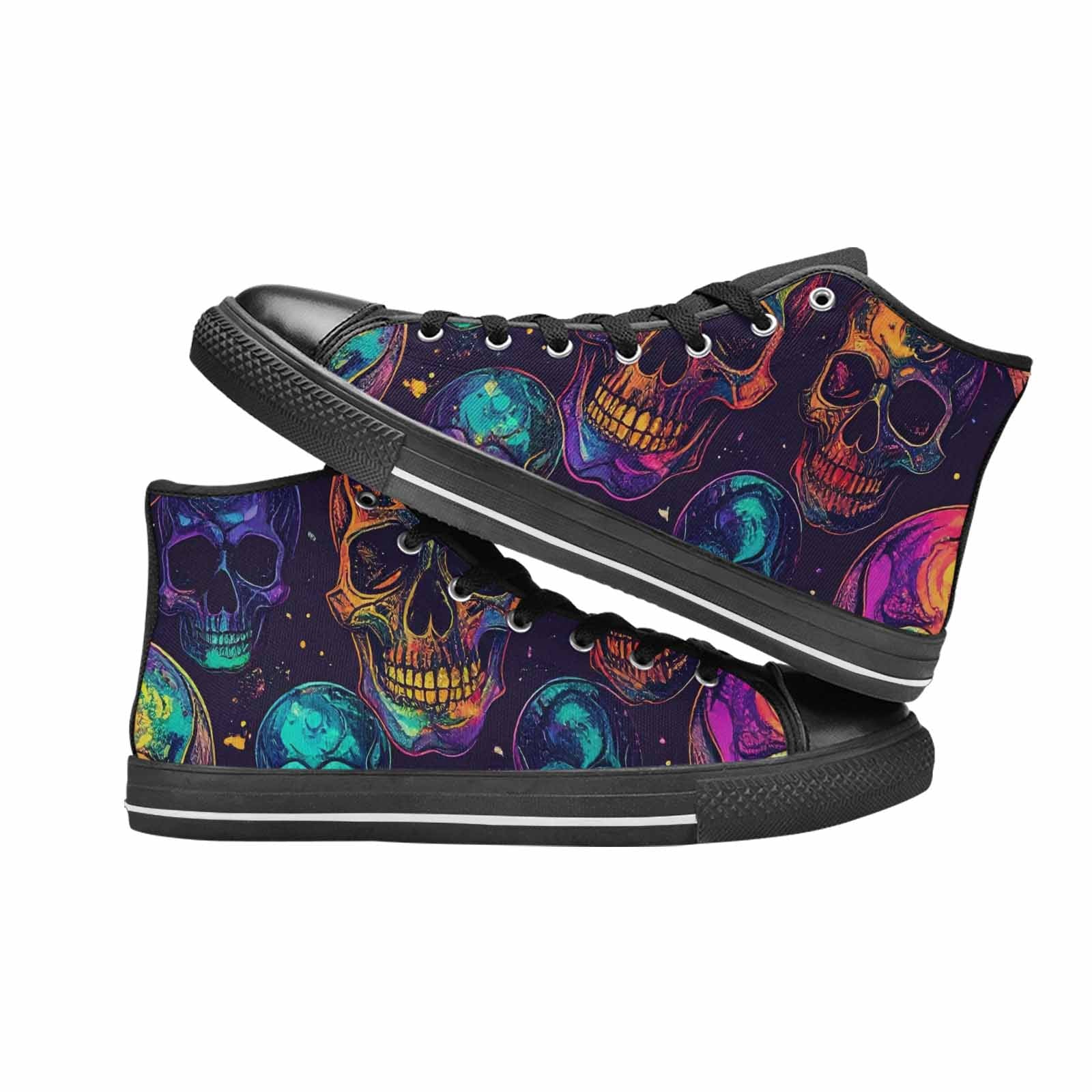 MEN'S Galaxy Skulls High Top Canvas Surreal Custom Sneakers
