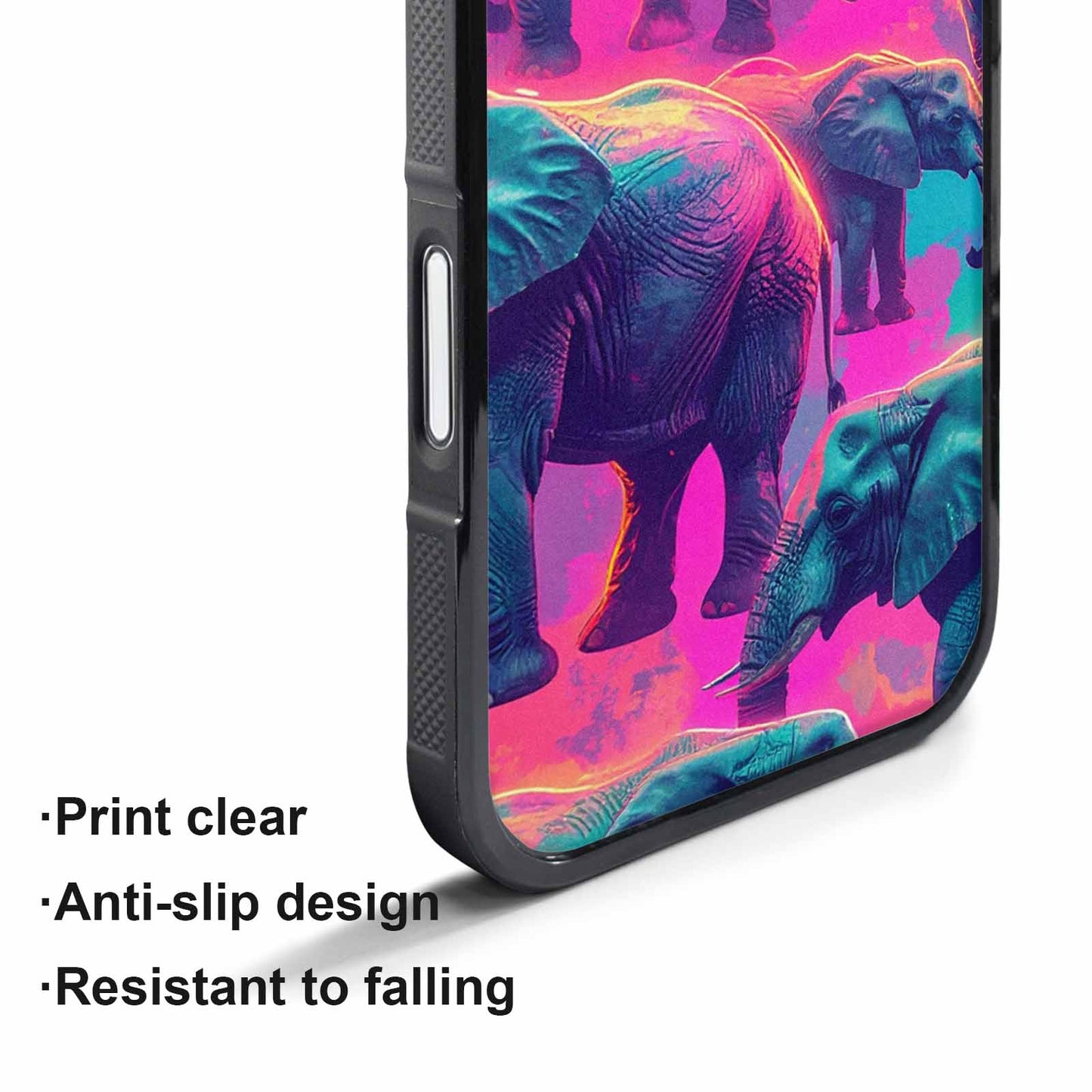 iPhone 17 Air Case — Neon Pizza Elephant Silhouette Original Art, Customized Protective Case