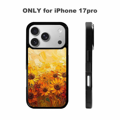 iPhone 17 Pro Case — Impressionist Sunflower Brushstroke Pattern Hundreds Floral, Custom Art Phone Cover