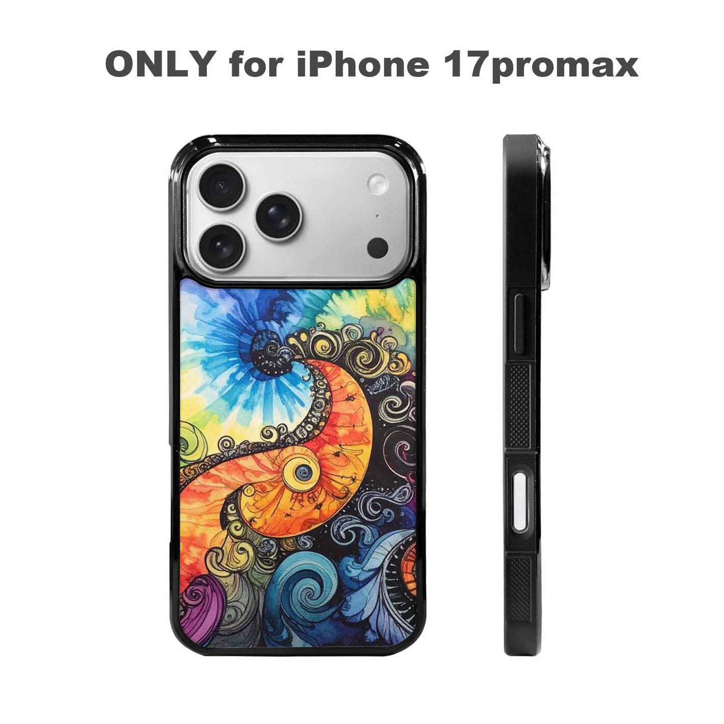 iPhone 17 Pro Max Case — Tie Dye Swirls (black Tie Dye, Custom Print Case Cover