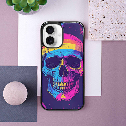 iPhone 16 Case — Pride Flag Skulls Seamless Pattern Vibrant, Custom Phone Case