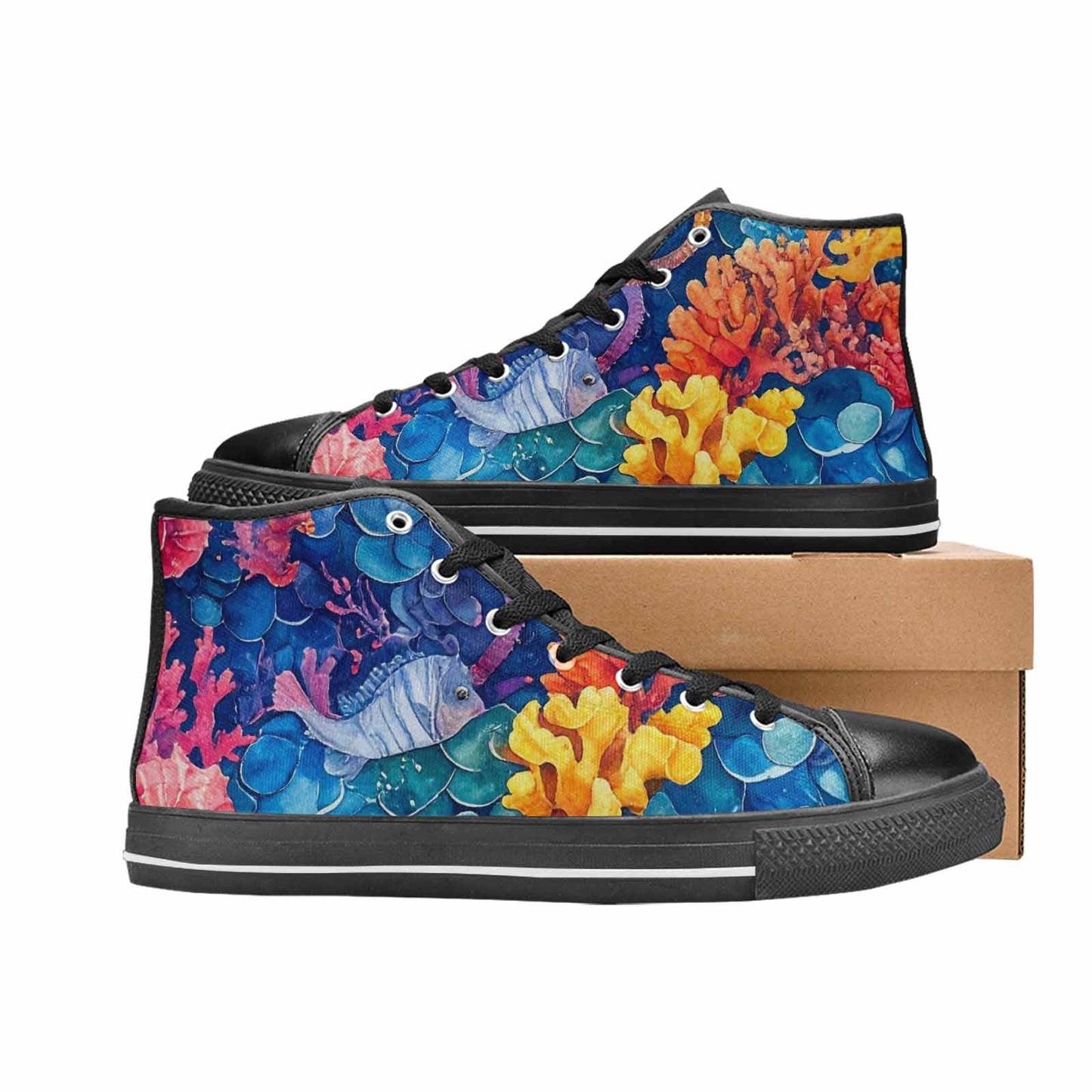 MEN'S Fish Scale Coral High Top Canvas Y2K Sneakers