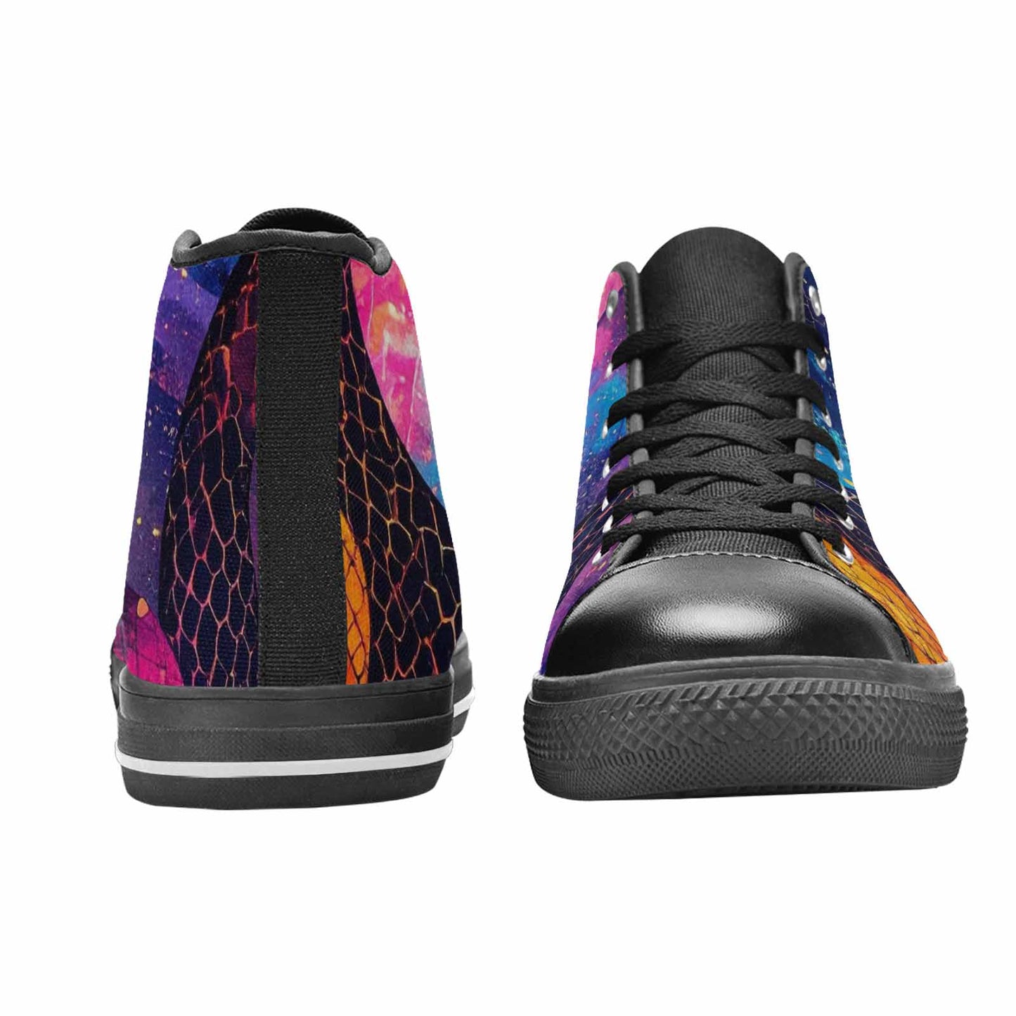 WOMEN'S Galaxy Snake Print High Top Canvas Surreal Sneakers