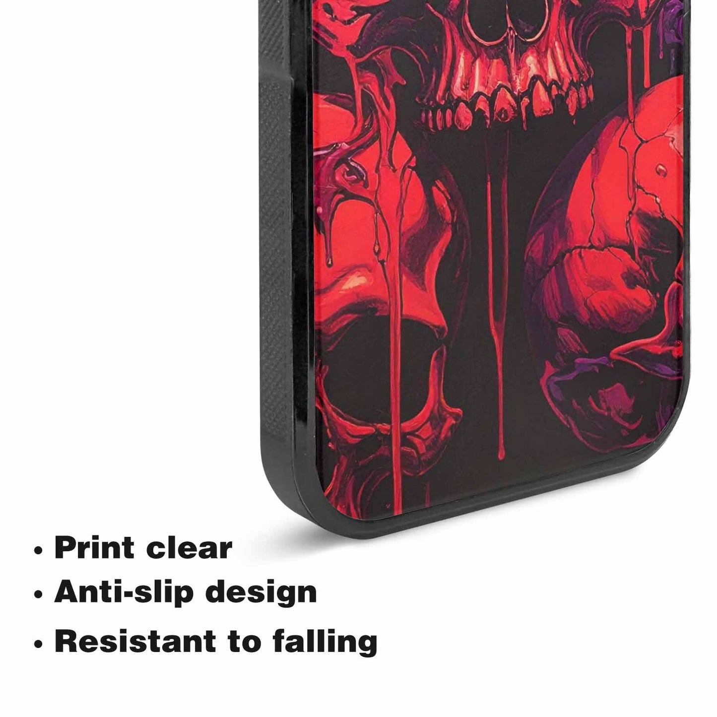 iPhone 15 Plus Case — Red Purple Skeletons Neon Drip Melting, Original Design Phone Case
