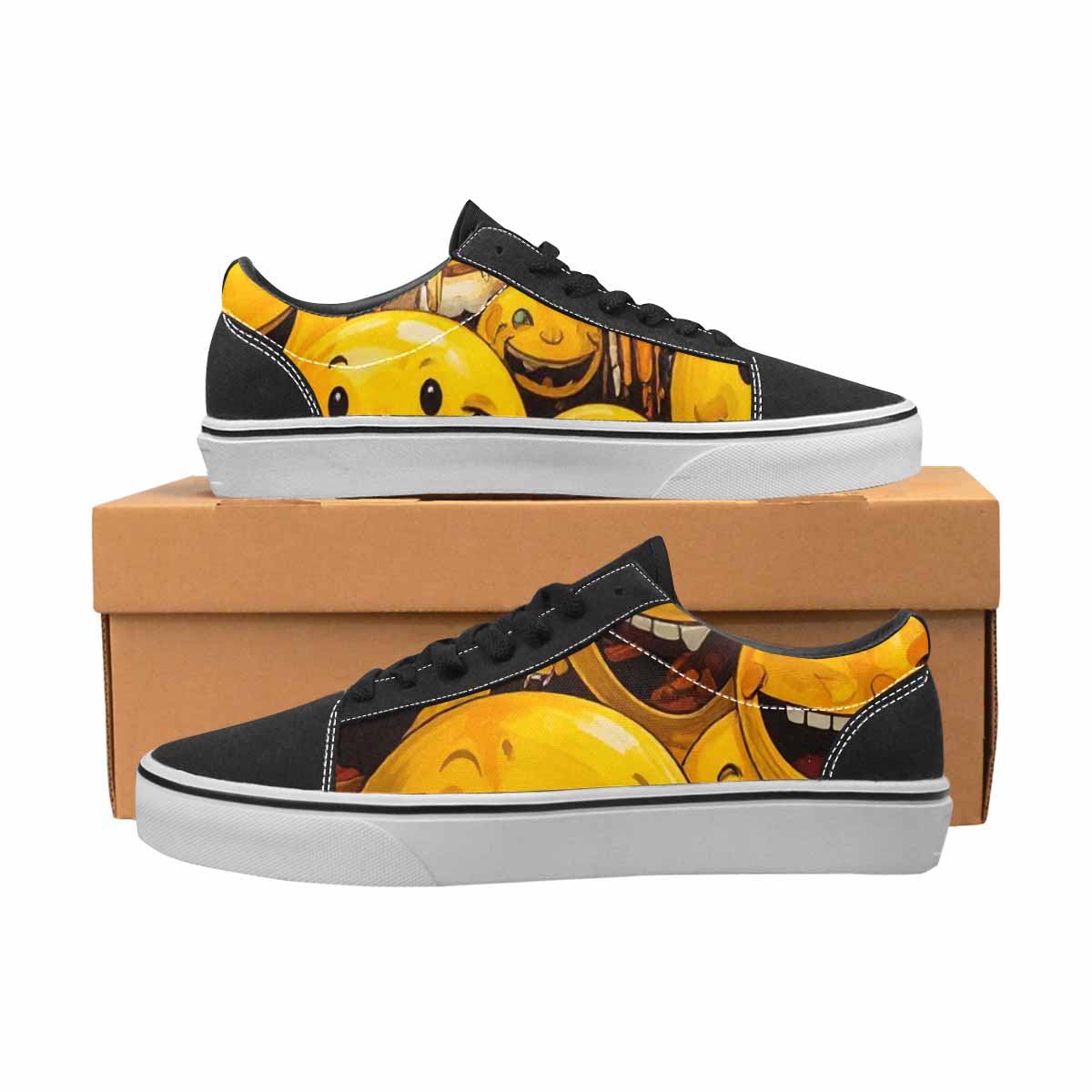 WOMEN'S Melting Moon Smiley — Lace-Up Canvas Dreamcore Custom Shoes