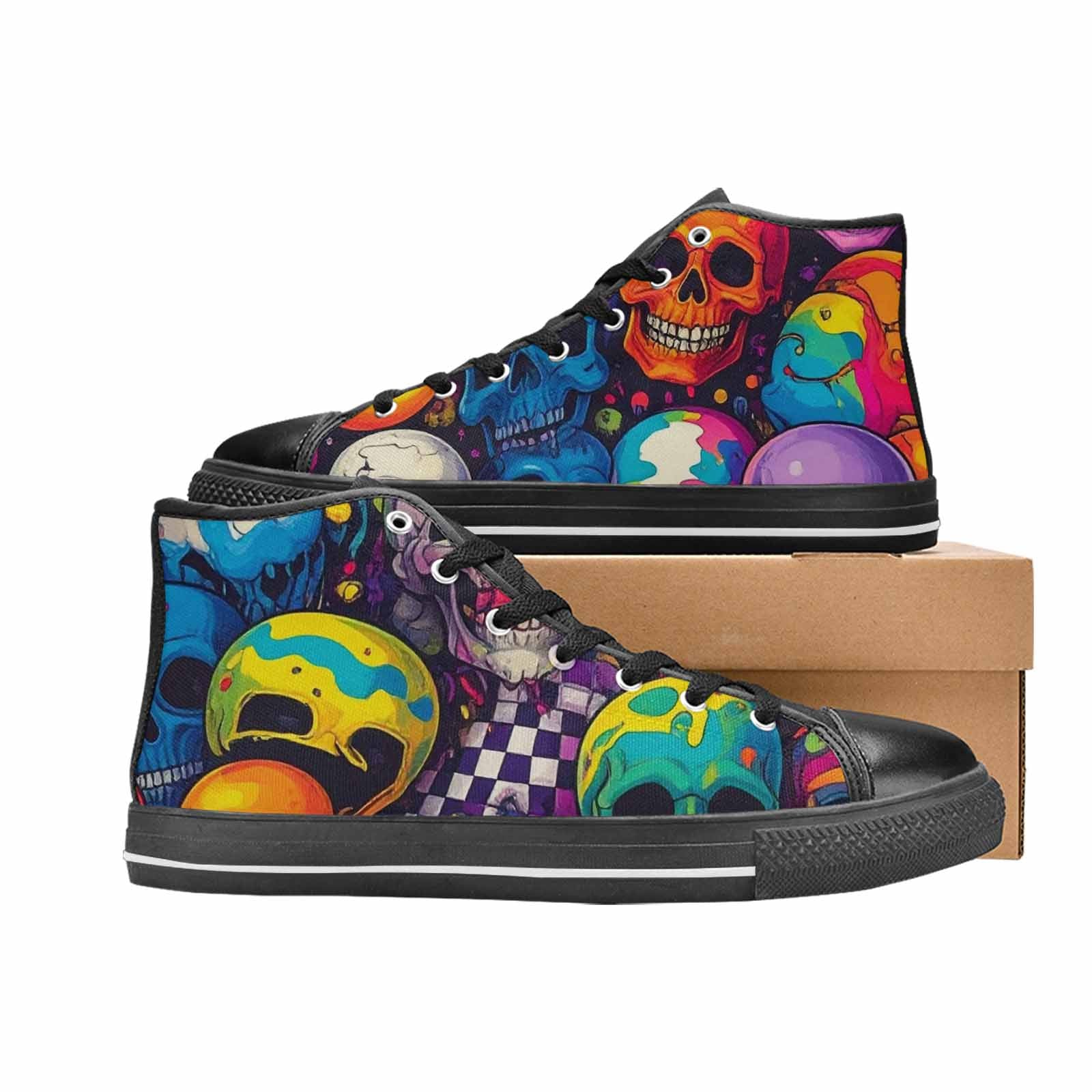 MEN'S Skeleton People Face High Top Canvas Y2K Shoes