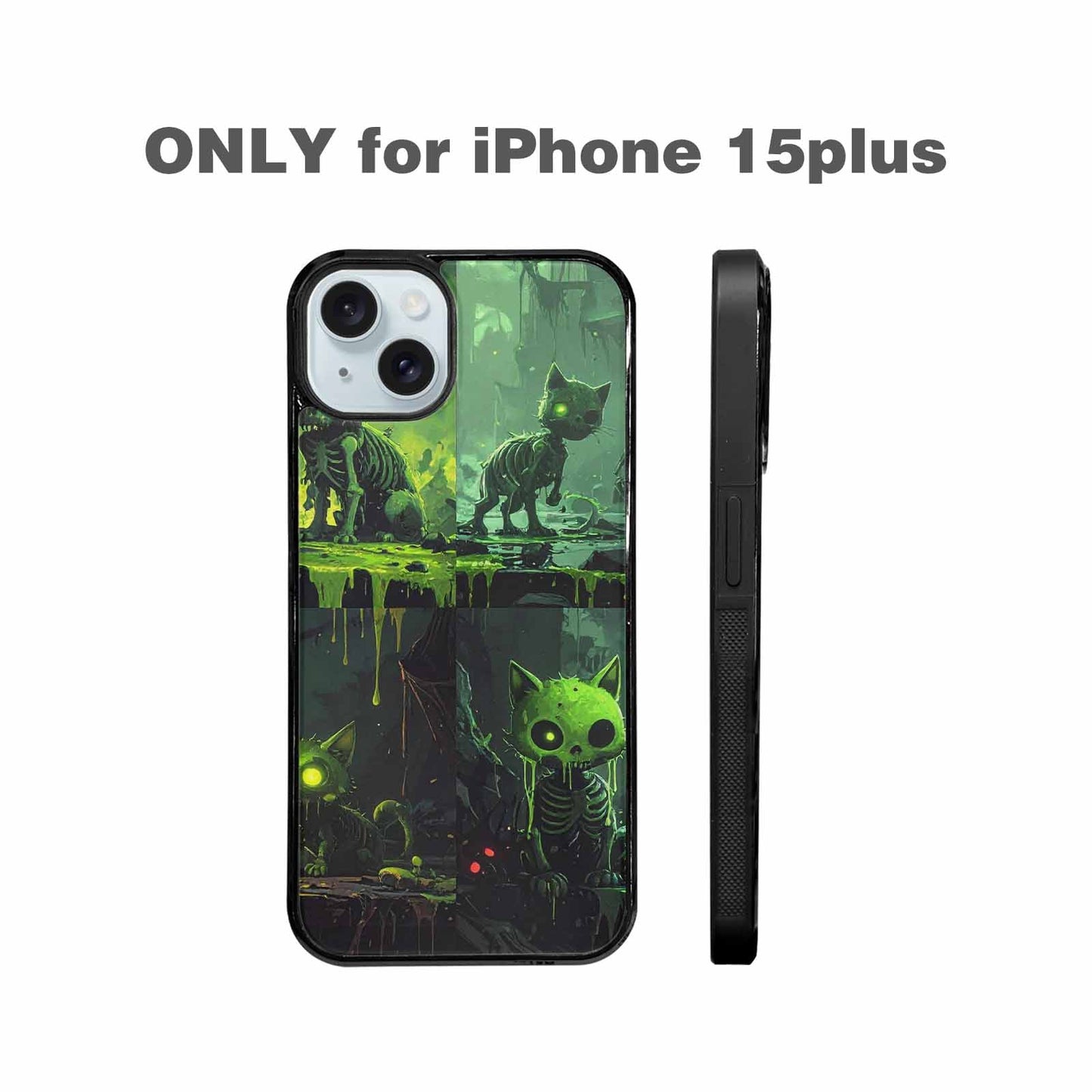 iPhone 15 Plus Case — Toxic Melting Skeleton Cats Small Toxic, Custom Print Case Cover