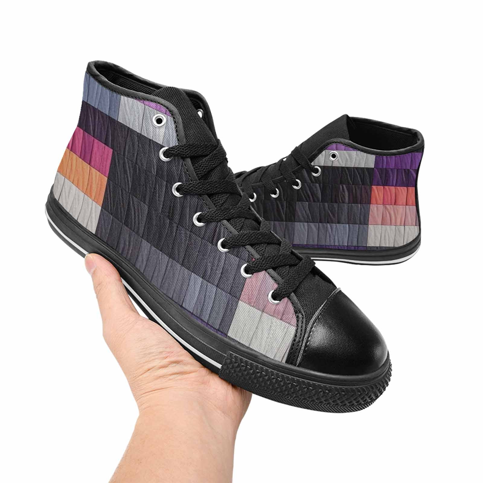 MEN'S Asexual Flag Color High Top Canvas Neon Fantasy Sneakers
