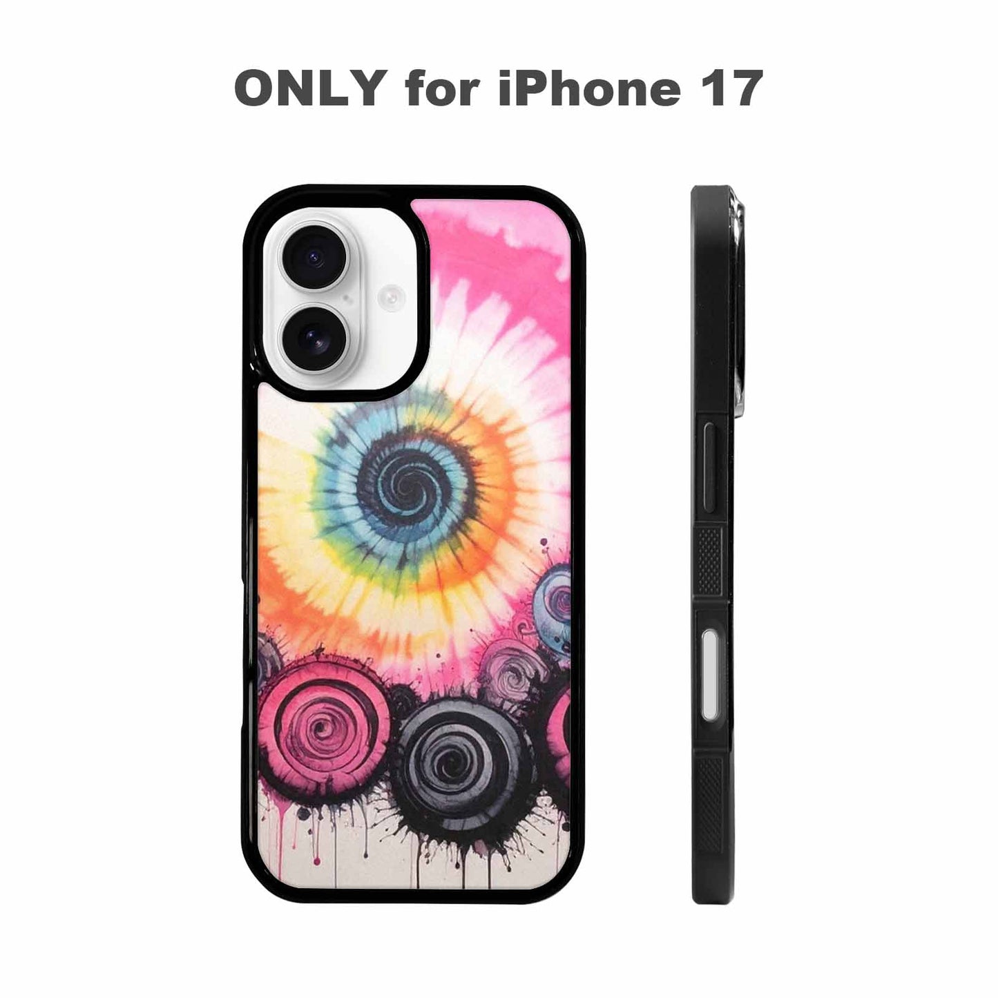 iPhone 17 Case — Tie Dye Swirls Black Tie Dye, Custom Phone Case