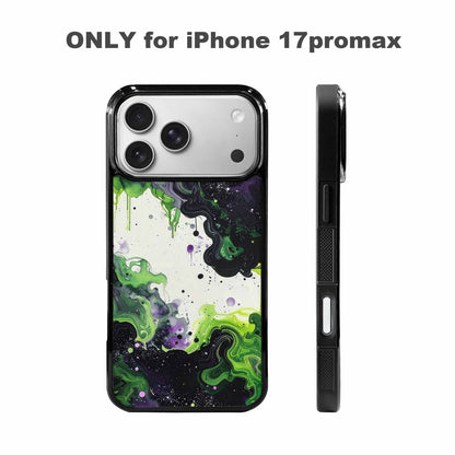 iPhone 17 Pro Max Case — Black &amp; Green Ink Galaxy Space, Custom Phone Case