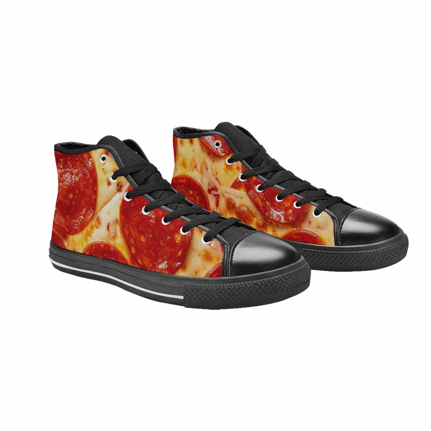 MEN'S Pepperoni Pizza Print High Top Canvas Grunge Sneakers