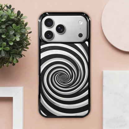 iPhone 17 Pro Max Case — Hypnotic Spiral Optical Illusion Original Art, Custom Printed Phone Case