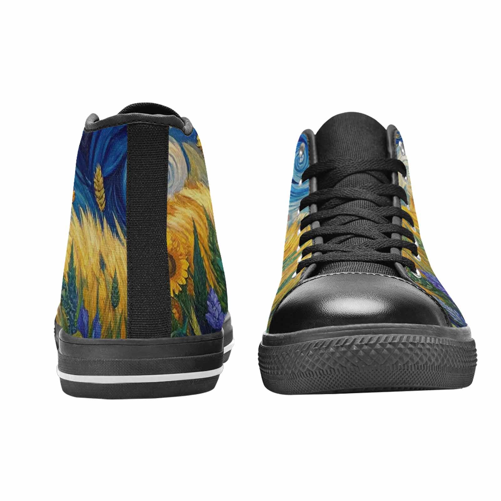 MEN'S Van Gogh-Style Swirl High Top Canvas Vivid Custom Sneakers