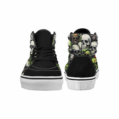 MEN'S Skulls Black & Green Ink High Top Canvas Boutique Melting Art Custom Printed Shoes