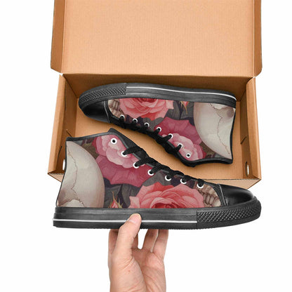 WOMEN'S Skulls Roses Soft Airbrush High Top Canvas Vibrant Chaos Shoes
