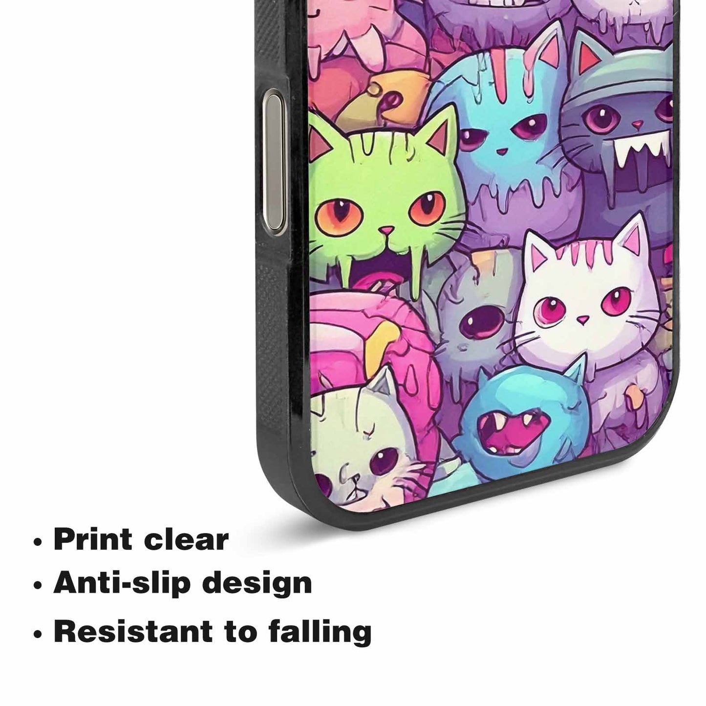 iPhone 16 Pro Case — Pastel Gore Cat Character Pattern Hundreds, Custom Phone Case