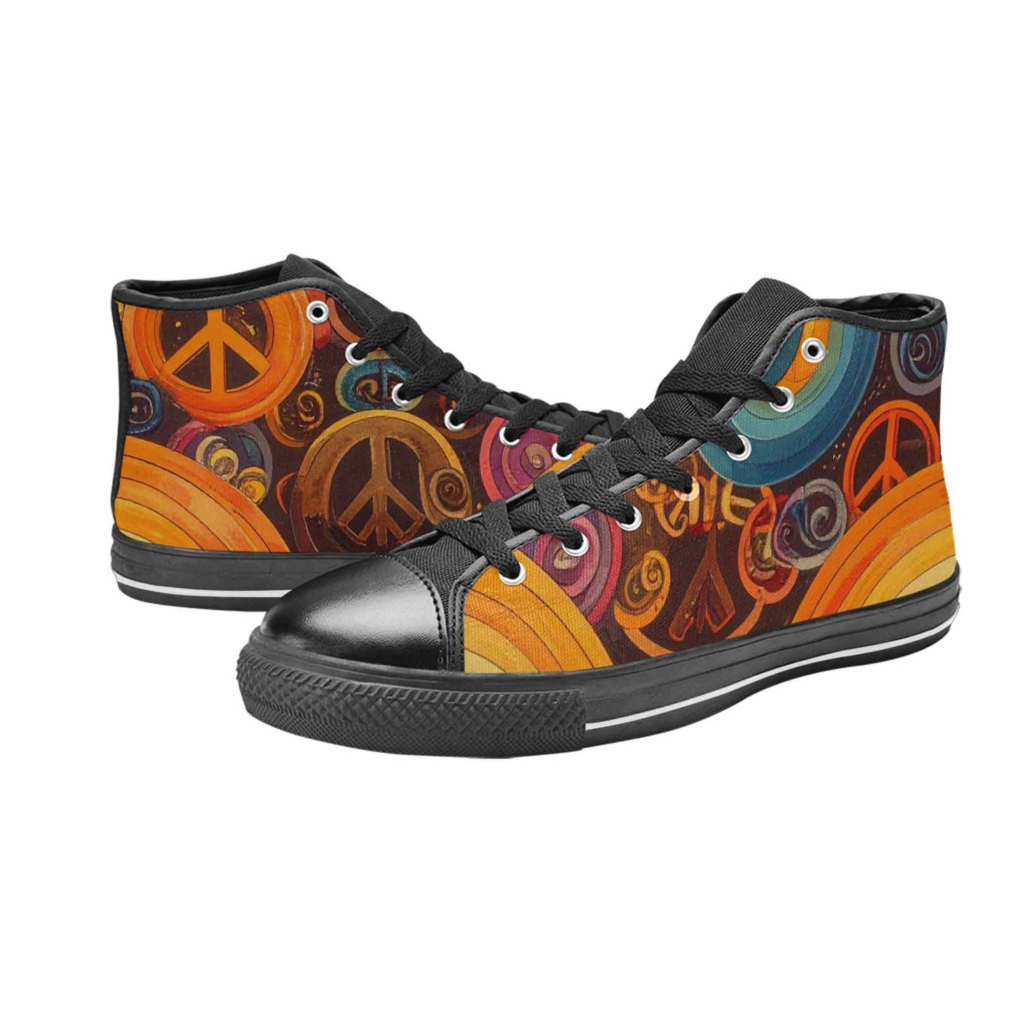 MEN'S Groovy 70S Peace High Top Canvas Neon Fantasy Shoes