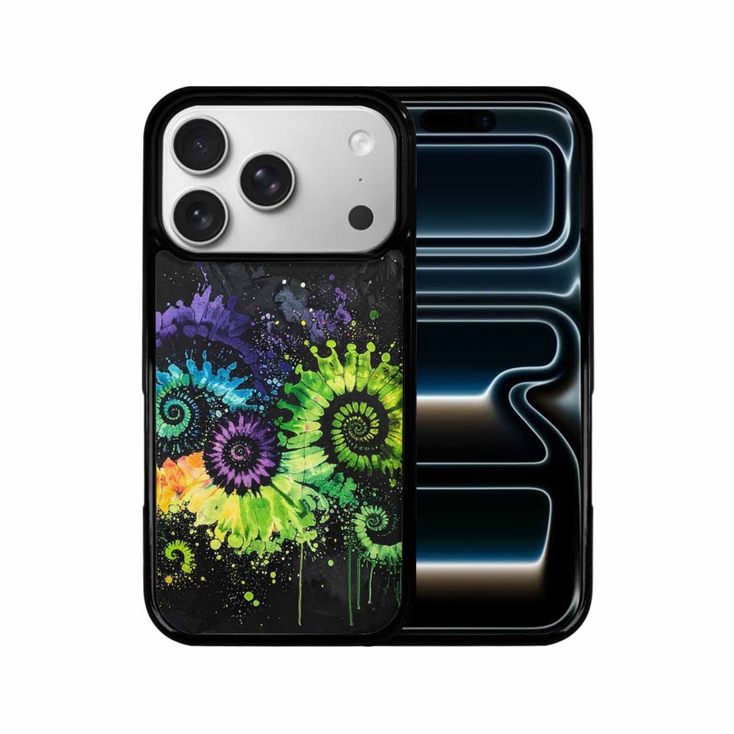 iPhone 17 Pro Case — Black Green Ink Tie Dye Tie, Custom Print Case Cover