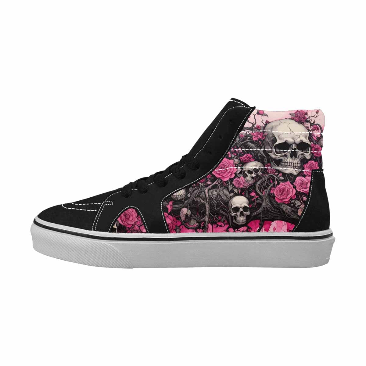 MEN'S Skull Roses High Top Canvas Wallpaper Art Sneakers