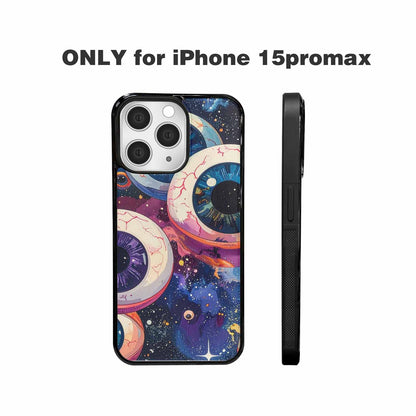 iPhone 15 Pro Max Case — Cartoon Eyeballs Galaxy Personalized Phone Cover, Custom Printed Phone Case