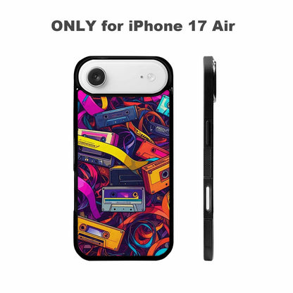 iPhone 17 Air Case — Retro Cassette Tape Pattern Hundreds Retro, Custom Print Case Cover