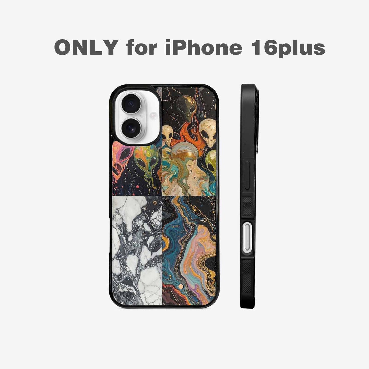 iPhone 16 Plus Case — Aliens Marblealiens Pattern Onb, Personalized Phone Case