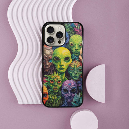 iPhone 16 Pro Max Case — Aliens Pattern Hundreds Of Sma, Custom Made Phone Cover