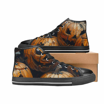 MEN'S Halloween Cracked Jackolantern High Top Canvas Dreamcore Custom Sneakers